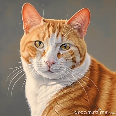 ginger and white tabby cat portrait, oil painting style Stock Photo