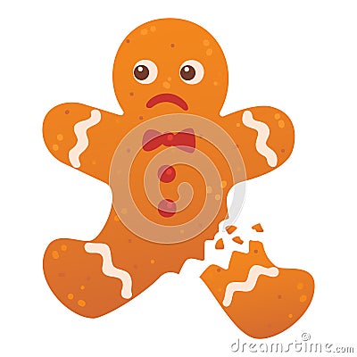 Gingerbread broken cookies, gingerbread man. Vector Illustration