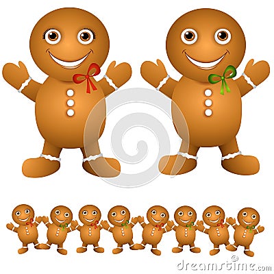 Gingerbread Cookie Babies Cartoon Illustration