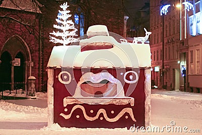 Gingerbread cookie house on a street Stock Photo