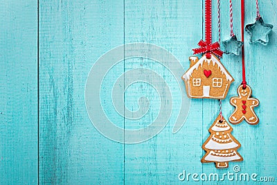 Gingerbread cookies border Stock Photo