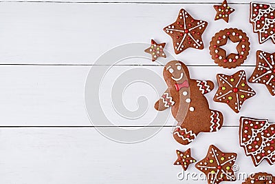 Gingerbread cookies christmas composition, with Stock Photo