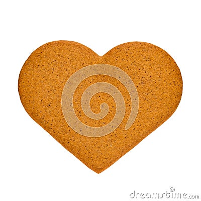 Gingerbread cookies in the form of heart, isolated on a white background. Souvenir for Valentine`s Day Stock Photo