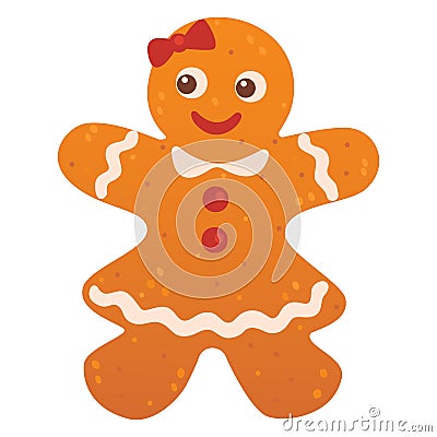 Gingerbread cookies, gingerbread man. Winter homemade sweets. Vector Illustration