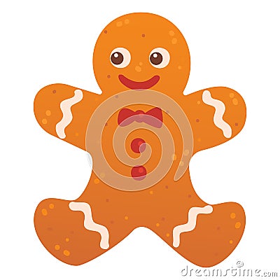 Gingerbread cookies, gingerbread man. Winter homemade sweets. Vector Illustration