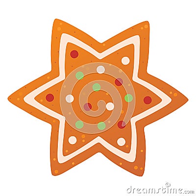 Gingerbread cookies star. Winter homemade sweets. Vector Illustration