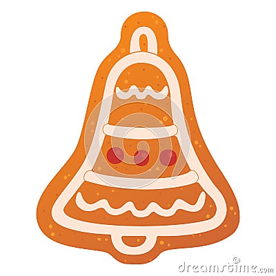 Gingerbread cookies sweet bell. Winter homemade sweets Vector Illustration