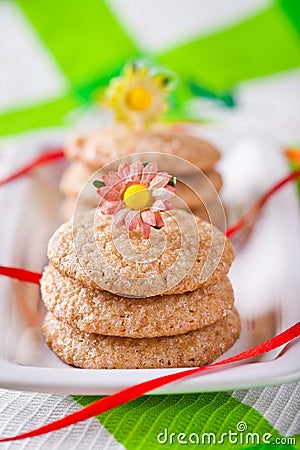 Gingerbread cookies on white plate Stock Photo