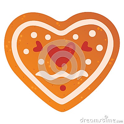 Gingerbread cookies. Winter homemade sweets heart. Vector Illustration