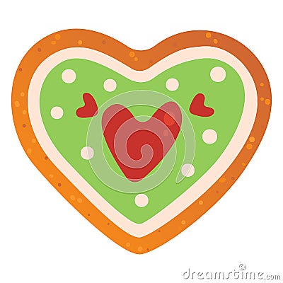 Gingerbread cookies. Winter homemade sweets heart. Vector Illustration