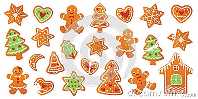 Gingerbread cookies. Winter homemade sweets Vector Illustration