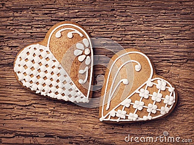 Gingerbread heart cookies Stock Photo