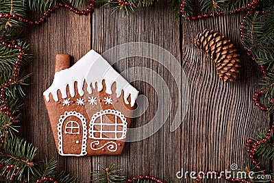 Gingerbread house cookie christmas composition in Stock Photo