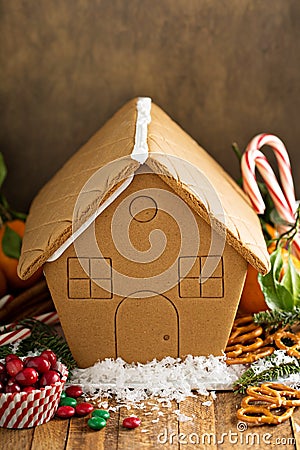 Gingerbread house ready to be decorated Stock Photo