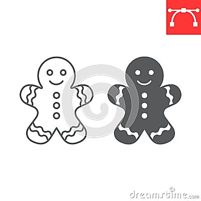 Gingerbread line and glyph icon Vector Illustration