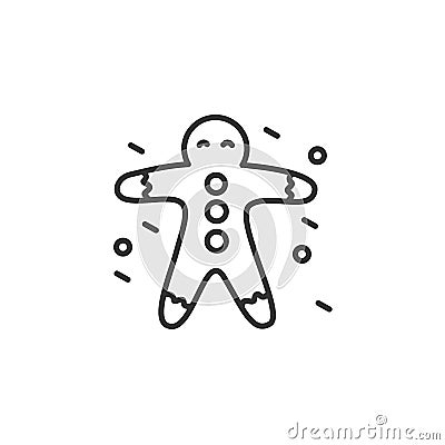 Gingerbread line icon. Ginger man cookies. Editable vector illustration Vector Illustration