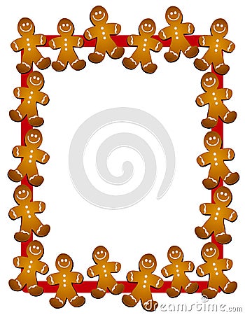 Gingerbread Man Border or Frame Cartoon Illustration