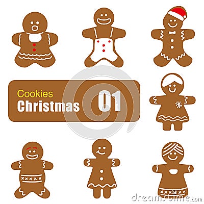 Gingerbread man cookies, biscuit, vector Stock Photo