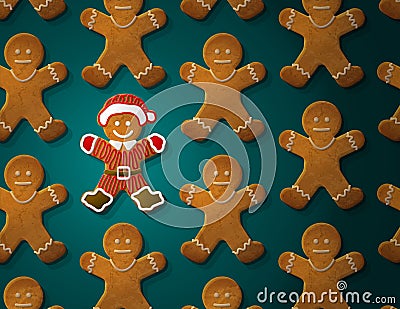 Gingerbread man is decorated in christmas suit Vector Illustration