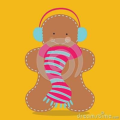 gingerbread man ear muffs 04 Vector Illustration