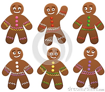 Gingerbread Man Group Vector Illustration