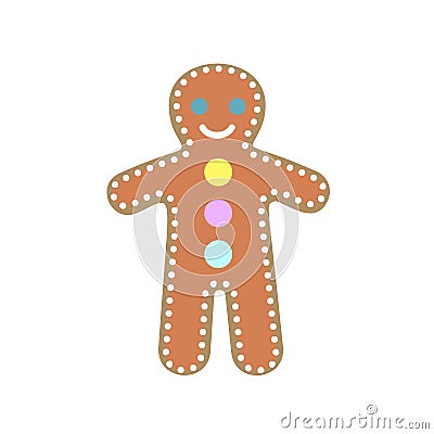 Gingerbread man icon, flat style Vector Illustration