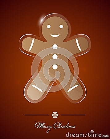 Gingerbread man on transparent glass ornament Vector Illustration