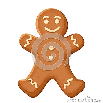 Gingerbread man. Vector Christmas cookie. Vector Illustration