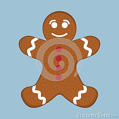 Gingerbread man XMas icon. Cartoon style. Vector Illustration for Christmas day Vector Illustration