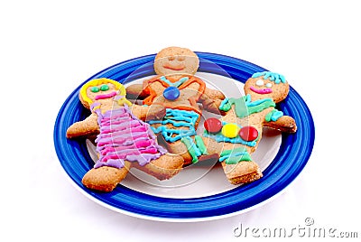 Gingerbread men cookies on a plate Stock Photo