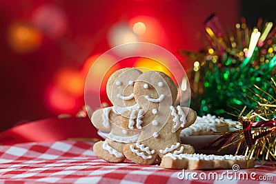 Gingerbread Men Cookies on Table Stock Photo