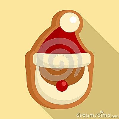 Gingerbread santa icon, flat style Vector Illustration