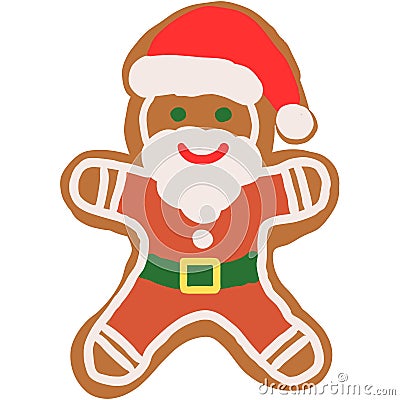 gingerbread santa line art drawing Vector Illustration