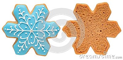 Gingerbread snowflake isolated on white background Stock Photo