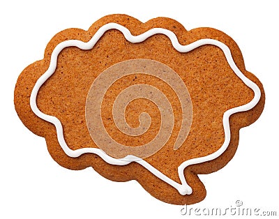 Gingerbread Speech Cloud Cookie Isolated on White Background Stock Photo
