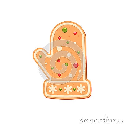 Gingerbread. Spice cake. Mitten. Cookie. Flat, vector Vector Illustration
