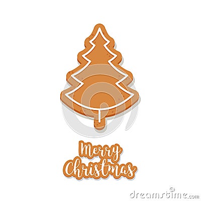 Gingerbread tree cookie christmas greetings isolated background Stock Photo