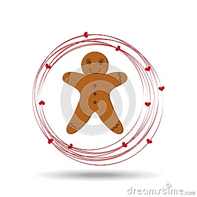 gingerman cookie cartoon happy and hearts Cartoon Illustration