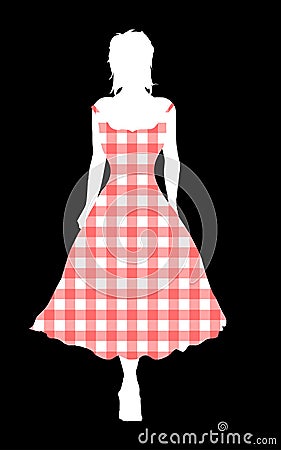 Gingham Country And Western Girl Night Out Vector Illustration