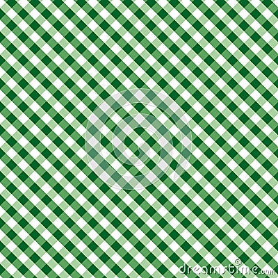 Gingham Cross Weave, Green, Seamless Background Vector Illustration