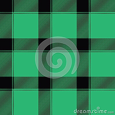 Gingham green checkered seamless pattern. Plaid repeat design background. Vector Illustration