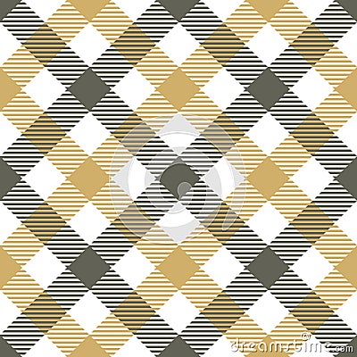 Gingham pattern vector in grey, gold, white. Vector Illustration