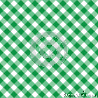 Gingham green checkered seamless pattern. Plaid repeat design background. Vector Illustration