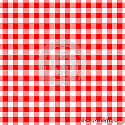 Gingham red seamless pattern. Checkered plaid design background. Vector Illustration