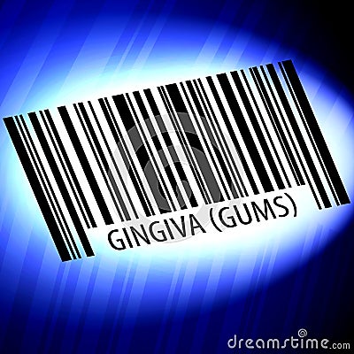 Gingiva (Gums) - barcode with futuristic blue background Stock Photo