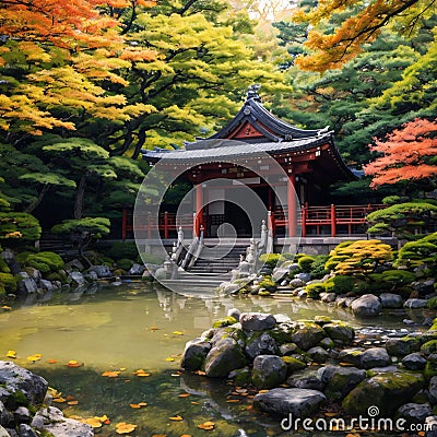 Ginkaku-ji (Temple of the Silver Pavilion) in Kyoto, Japan. made with Generative AI Stock Photo