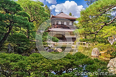 Ginkakuji Silver Pavilion - Zen temple along Kyoto`s eastern mountains Stock Photo