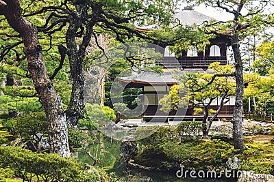 Ginkakuji Temple and old garden in Kyoto Editorial Stock Photo