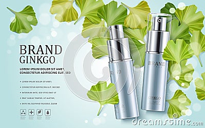 Ginkgo cosmetic ads Vector Illustration