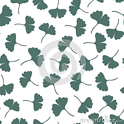 Ginkgo leaves seamless pattern. Herbs vector background. Can be used for wrapping, textile and package design Vector Illustration